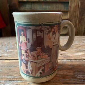 Vintage stoneware Watkins 1955 calendar mug